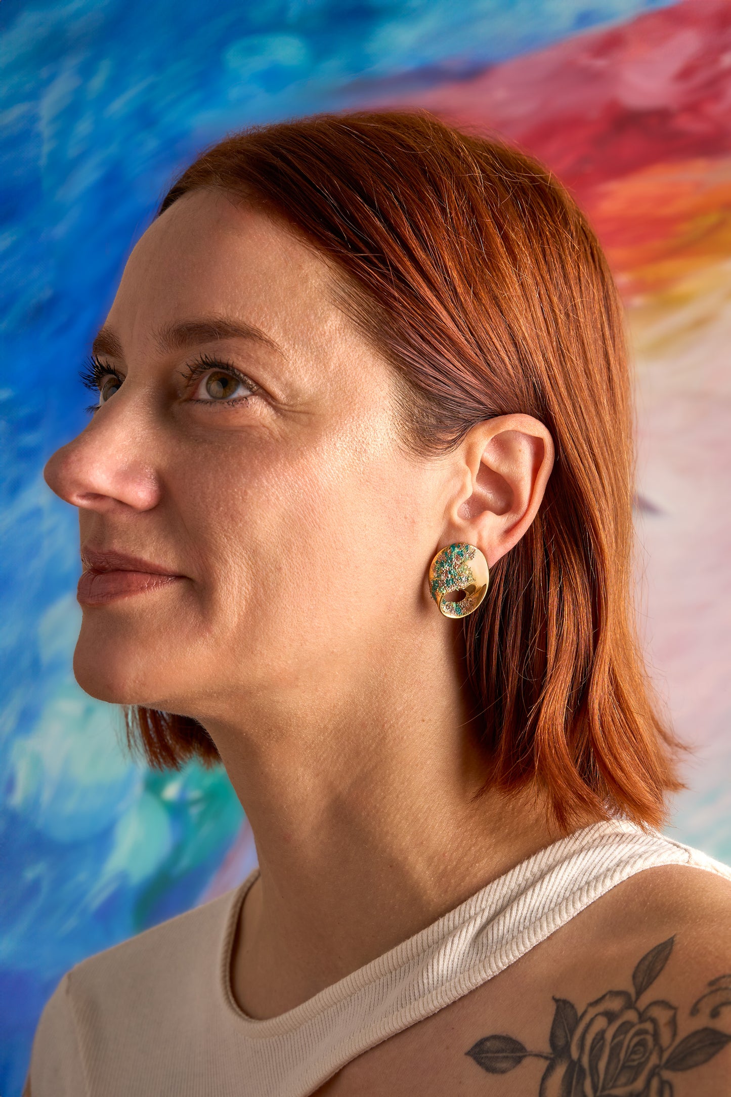 Crispy earrings - GREEN OVAL