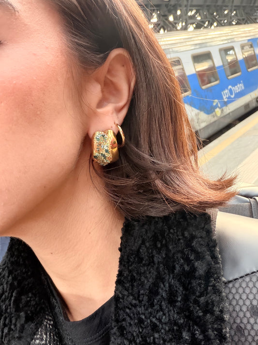 Crispy earrings - GREEN SQUARE