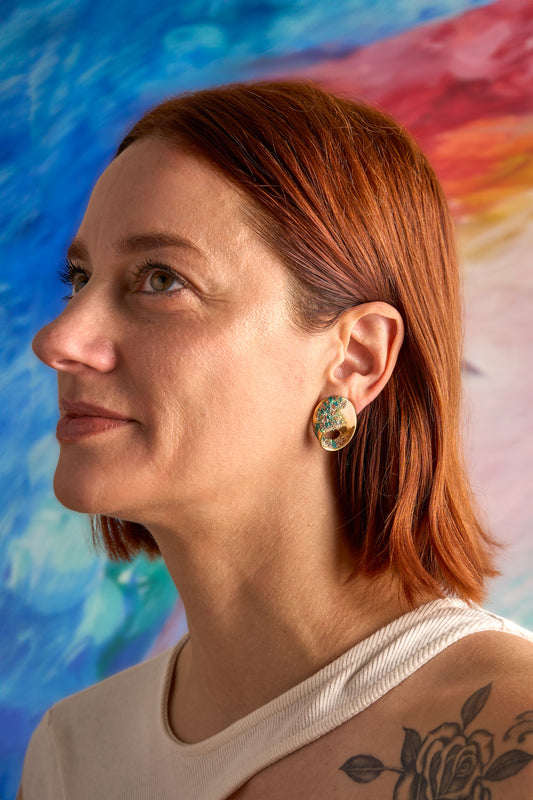 Crispy earrings - GREEN OVAL